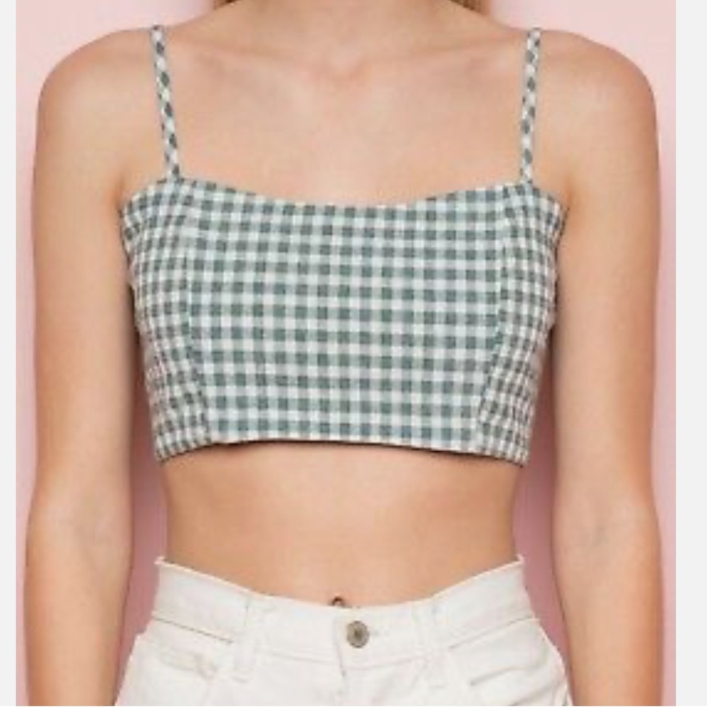 Brandy Melville Dark Green Gingham Top
